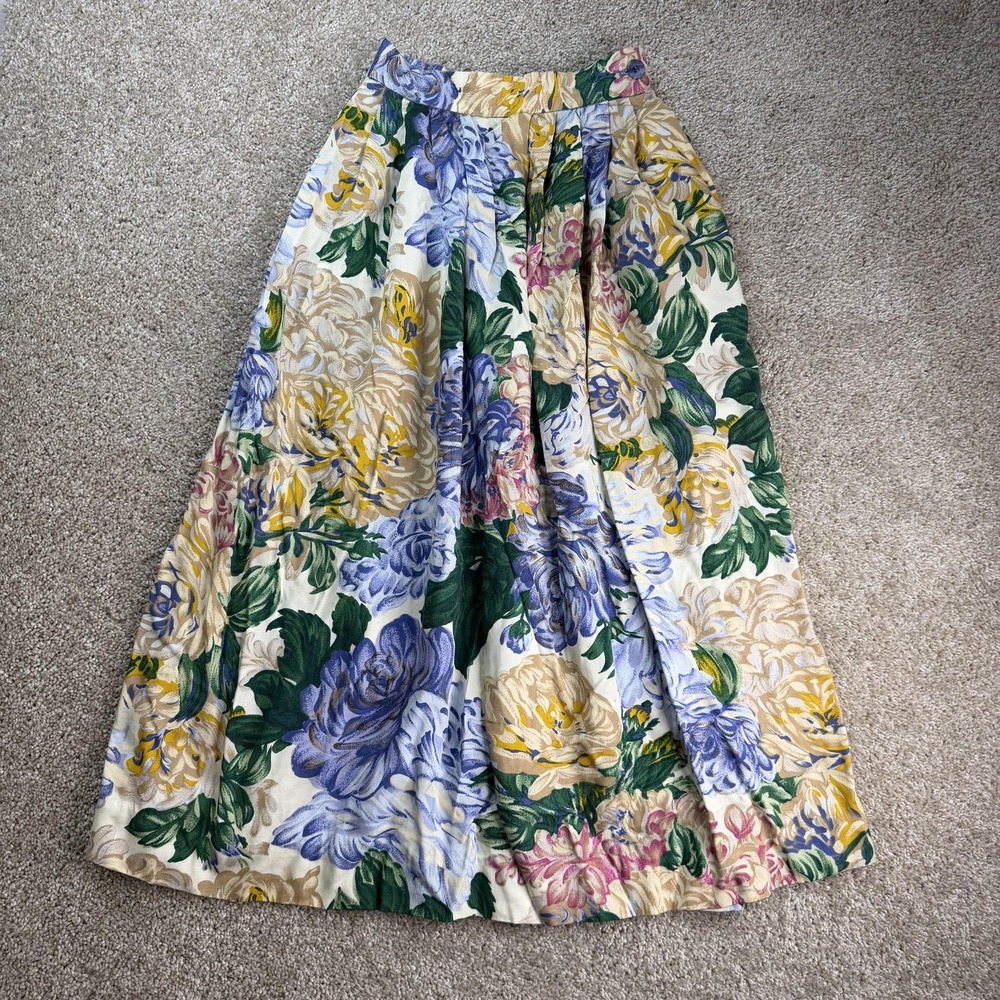 Vintage JH Collectibles Skirt Womens Small Multicolor Floral Pleated Midi Full